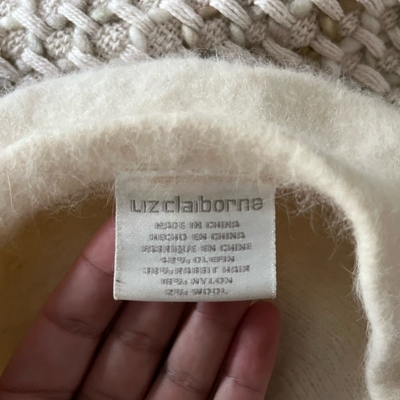 VINTAGE Off White Liz Claiborne Rabbit Wool Beret - Picture 5 of 6
